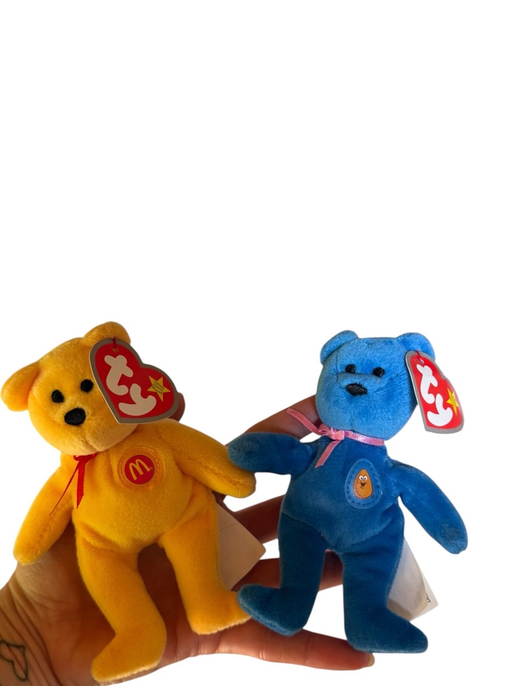 Vintage Ty Beanie Baby McDonald’s Yellow & Blue Bear Duo Plush